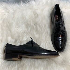 Mario‎ Bruni Black Patent Lace Up Oxford Sz 8.5